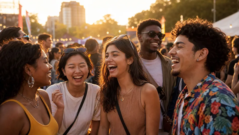 Multicultural festival gathering
